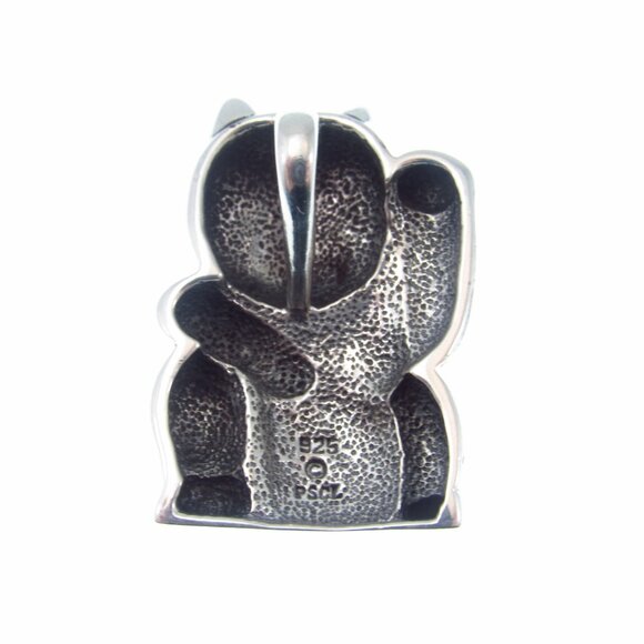 Solid 925 Sterling Silver Lucky Cat / Maneki Neko Slide Pendant Japanese Fortune - Picture 7 of 8